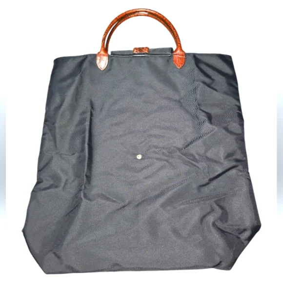 Brighton Foldable Black Tote with Brown Handles - Picture 3 of 6